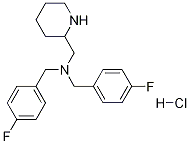 Bis-(4-fluoro-benzyl)-piperidin-2-ylmethyl-amine hydrochloride Struktur