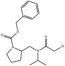 2-{[(2-Chloro-acetyl)-isopropyl-aMino]-Methyl}-pyrrolidine-1-carboxylic acid benzyl ester Struktur