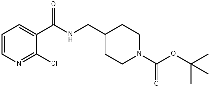 4-{[(2-Chloro-pyridine-3-carbonyl)-aMino]-Methyl}-piperidine-1-carboxylic acid tert-butyl ester Struktur