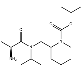 2-{[((S)-2-AMino-propionyl)-isopropyl-aMino]-Methyl}-piperidine-1-carboxylic acid tert-butyl ester Struktur