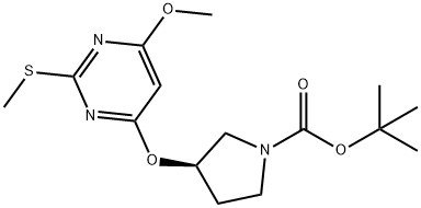 (R)-3-(6-Methoxy-2-Methylsulfanyl-pyriMidin-4-yloxy)-pyrrolidine-1-carboxylic acid tert-butyl ester Struktur