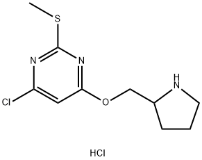 4-Chloro-2-methylsulfanyl-6-(pyrrolidin-2-ylmethoxy)-pyrimidine hydrochloride Struktur