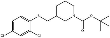 3-(2,4-Dichloro-phenylsulfanylmethyl)-piperidine-1-carboxylic acid tert-butyl ester Struktur