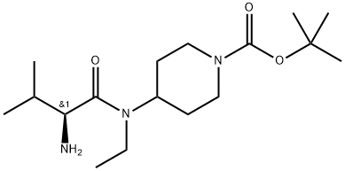 4-[((S)-2-AMino-3-Methyl-butyryl)-ethyl-aMino]-piperidine-1-carboxylic acid tert-butyl ester Struktur