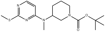 3-[Methyl-(2-methylsulfanyl-pyrimidin-4-yl)-amino]-piperidine-1-carboxylic acid tert-butyl ester Struktur