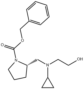 (S)-2-{[Cyclopropyl-(2-hydroxy-ethyl)-aMino]-Methyl}-pyrrolidine-1-carboxylic acid benzyl ester Struktur