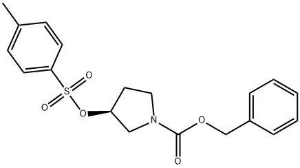 (S)-3-(Toluene-4-sulfonyloxy)-pyrrolidine-1-carboxylic acid benzyl ester Struktur