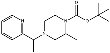 2-Methyl-4-(1-pyridin-2-yl-ethyl)-piperazine-1-carboxylic acid tert-butyl ester Struktur