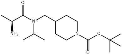 4-{[((S)-2-AMino-propionyl)-isopropyl-aMino]-Methyl}-piperidine-1-carboxylic acid tert-butyl ester Struktur