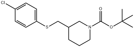 3-(4-Chloro-phenylsulfanylmethyl)-piperidine-1-carboxylic acid tert-butyl ester Struktur