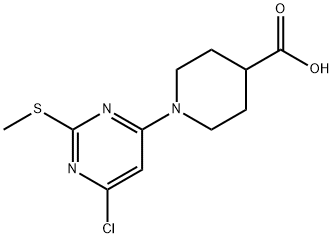 1-(6-Chloro-2-methylsulfanyl-pyrimidin-4-yl)-piperidine-4-carboxylic acid Struktur