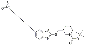 3-(6-Nitro-benzothiazol-2-ylsulfany
lMethyl)-piperidine-1-carboxylic ac
id tert-butyl ester Struktur