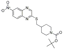 4-(6-Nitro-quinoxalin-2-ylsulfanylM
ethyl)-piperidine-1-carboxylic acid
tert-butyl ester Struktur