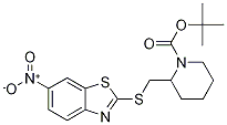 2-(6-Nitro-benzothiazol-2-ylsulfany
lMethyl)-piperidine-1-carboxylic ac
id tert-butyl ester Struktur