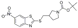 3-(6-Nitro-benzothiazol-2-ylsulfany
lMethyl)-pyrrolidine-1-carboxylic a
cid tert-butyl ester Struktur