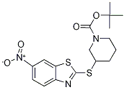 3-(6-Nitro-benzothiazol-2-ylsulfany
l)-piperidine-1-carboxylic acid ter
t-butyl ester Struktur