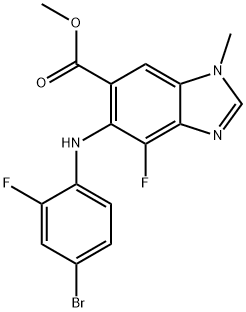 Methyl 5-((4-broMo-2-fluorophenyl)aMino)-4-fluoro-1-Methyl-1H-benzo[d]iMidazole-6-carboxylate Struktur