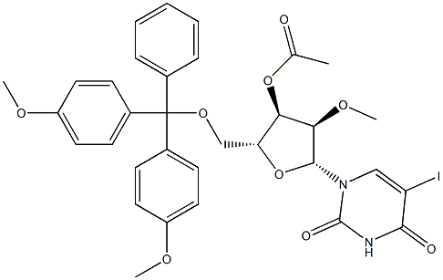 5'-O-(4,4'-DiMethoxytrityl)-2'-O-Methyl-3'-O-acetyl-5-iodouridine Struktur