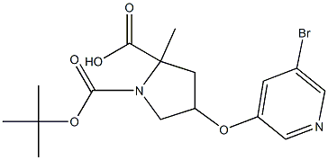 4-(5-BroMo-pyridin-3-yloxy)-pyrrolidine-1,2-dicarboxylic acid 1-tert-butyl ester 2-Methyl ester Struktur