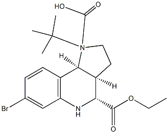 (3AS,4R,9BS)-1-TERT-BUTYL 4-ETHYL 7-BROMO-3,3A,4,5-TETRAHYDRO-1H-PYRROLO[3,2-C]QUINOLINE-1,4(2H,9BH)-DICARBOXYLATE Struktur