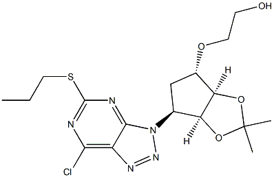 2-(((3aR,4S,6S,6aS)-6-(7-chloro-5-(propylthio)-3H-[1,2,3]triazolo[4,5-d]pyriMidin-3-yl)-2,2-diMethyltetrahydro-3aH-cyclopenta[d][1,3]dioxol-4-yl)oxy)ethanol Struktur