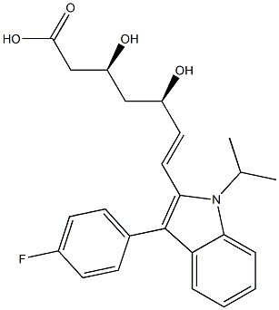 Fluvastatin for System Suitability (25 mg) (Fluvastatin sodium and fluvastatin sodium anti-isomer ([R*,R*-E]-(+/-)-7-[3-(4-Fluorophenyl)-1-(methylethyl)-1H-indol-2-yl]-3,5-dihydroxy-6-heptenoic acid monosodium salt)) Struktur