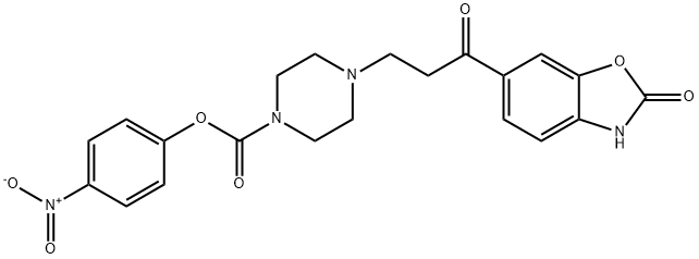 4-nitrophenyl 4-(3-oxo-3-(2-oxo-2,3-dihydrobenzo[d]oxazol-6-yl)propyl)piperazine-1-carboxylate Struktur