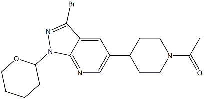 1-(4-(3-broMo-1-(tetrahydro-2H-pyran-2-yl)-1H-pyrazolo[3,4-b]pyridin-5-yl)piperidin-1-yl)ethanone Struktur