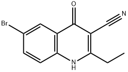 6-broMo-2-ethyl-4-oxo-1,4-dihydroquinoline-3-carbonitrile Struktur