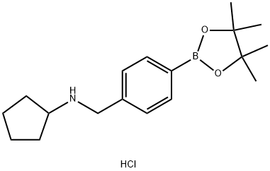 N-{[4-(Tetramethyl-1,3,2-dioxaborolan-2-yl)phenyl]methyl}cyclopentanamine hydrochloride Struktur