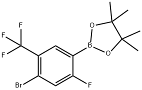 2-[4-Bromo-2-fluoro-5-(trifluoromethyl)phenyl]-4,4,5,5-tetramethyl-1,3,2-dioxaborolane Struktur