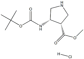 cis-Methyl-4-N-Boc-aMinopyrrolidine-
3-carboxylate hydrochloride Struktur