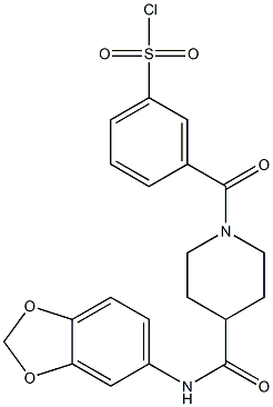 3-(4-(benzo[d][1,3]dioxol-5-ylcarbaMoyl)piperidine-1-carbonyl)benzene-1-sulfonyl chloride Struktur