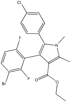 4-(3-BroMo-2,6-difluoro-phenyl)-5-(4-chloro-phenyl)-1,2-diMethyl-1H-pyrrole-3-carboxylic acid ethyl ester Struktur