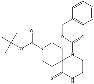 1-benzyl 9-tert-butyl 5-thioxo-1,4,9-triazaspiro[5.5]undecane-1,9-dicarboxylate Struktur