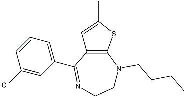 1-butyl-5-(3-chlorophenyl)-7-Methyl-2,3-dihydro-1H-thieno[2,3-e][1,4]diazepine Struktur