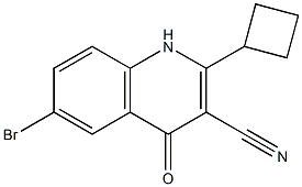 6-broMo-2-cyclobutyl-4-oxo-1,4-dihydroquinoline-3-carbonitrile Struktur