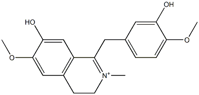 3,4-Dihydro-7-hydroxy-1-[(3-hydroxy-4-Methoxyphenyl)Methyl]-6-Methoxy-2-MethylisoquinoliniuM- Struktur