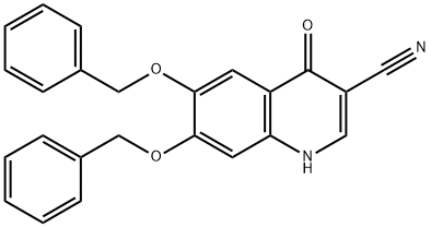 6,7-bis(benzyloxy)-4-oxo-1,4-dihydroquinoline-3-carbonitrile Struktur