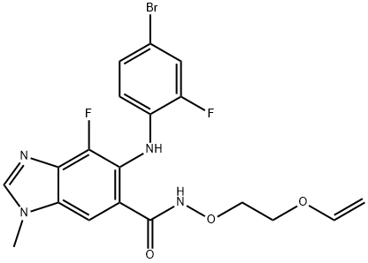 5-((4-broMo-2-fluorophenyl)aMino)-4-fluoro-1-Methyl-N-(2-(vinyloxy)ethoxy)-1H-benzo[d]iMidazole-6-carboxaMide Struktur