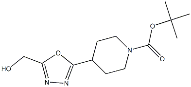 4-(5-HydroxyMethyl-[1,3,4]oxadiazol-2-yl)-piperidine-1-carboxylic acid tert-butyl ester Struktur