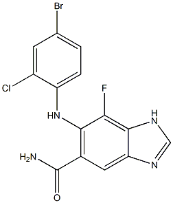 6-(4-broMo-2-chlorophenylaMino)-7-fluoro-1H-benzo[d]iMidazole-5-carboxaMide Struktur