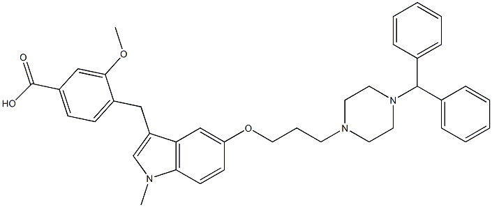 4-((5-(3-(4-benzhydrylpiperazin-1-yl)propoxy)-1-Methyl-1H-indol-3-yl)Methyl)-3-Methoxybenzoic acid Struktur