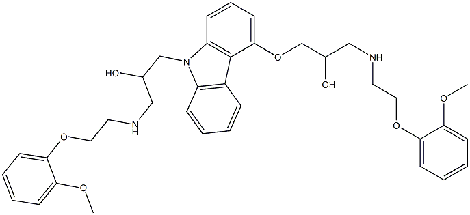 1-[[9-[2-hydroxy-3-[[2-(2-Methoxyphenoxy)ethyl]aMino] propyl]-9H-carbazol-4-yl]oxy]-3-[[2-(2-Methoxyphenoxy) ethyl]aMino]propan-2-ol Struktur