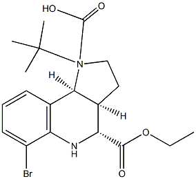 (3AS,4R,9BS)-1-TERT-BUTYL 4-ETHYL 6-BROMO-3,3A,4,5-TETRAHYDRO-1H-PYRROLO[3,2-C]QUINOLINE-1,4(2H,9BH)-DICARBOXYLATE Struktur