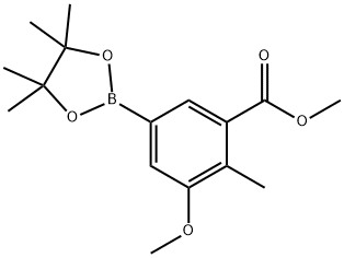 Methyl 3-methoxy-2-methyl-5-(tetramethyl-1,3,2-dioxaborolan-2-yl)benzoate Struktur