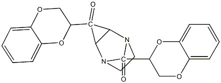 1,4-Bis(2,3-dihydro-1,4-benzodioxin- 2-ylcarbonyl) piperazine Struktur