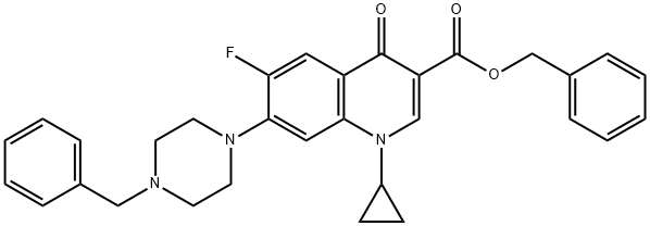 1-Cyclopropyl-6-fluoro-1,4-dihydro-4-oxo-7-(4-benzyl-1-piperazinyl)-3-quinolinecarboxylic Acid Benzyl Ester Struktur