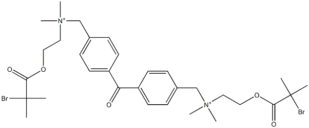 N-(4-(4-(((2-(2-broMo-2-Methylpropanoyloxy)ethyl)diMethylaMMonio)Methyl)benzoyl)benzyl)-2-(2-broMo-2-Methylpropanoyloxy)-N,N-diMethylethanaMiniuM Struktur