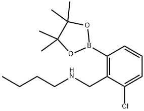 butyl({[2-chloro-6-(tetramethyl-1,3,2-dioxaborolan-2-yl)phenyl]methyl})amine Struktur